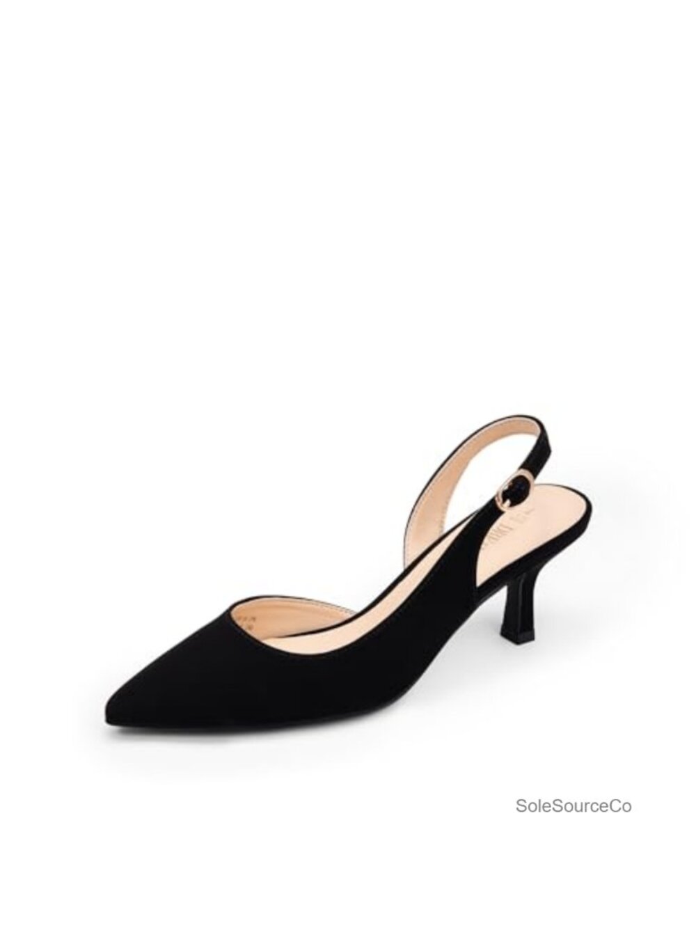 Women's Slingback Kitten Heel Pumps Pointed Toe Faux Leather